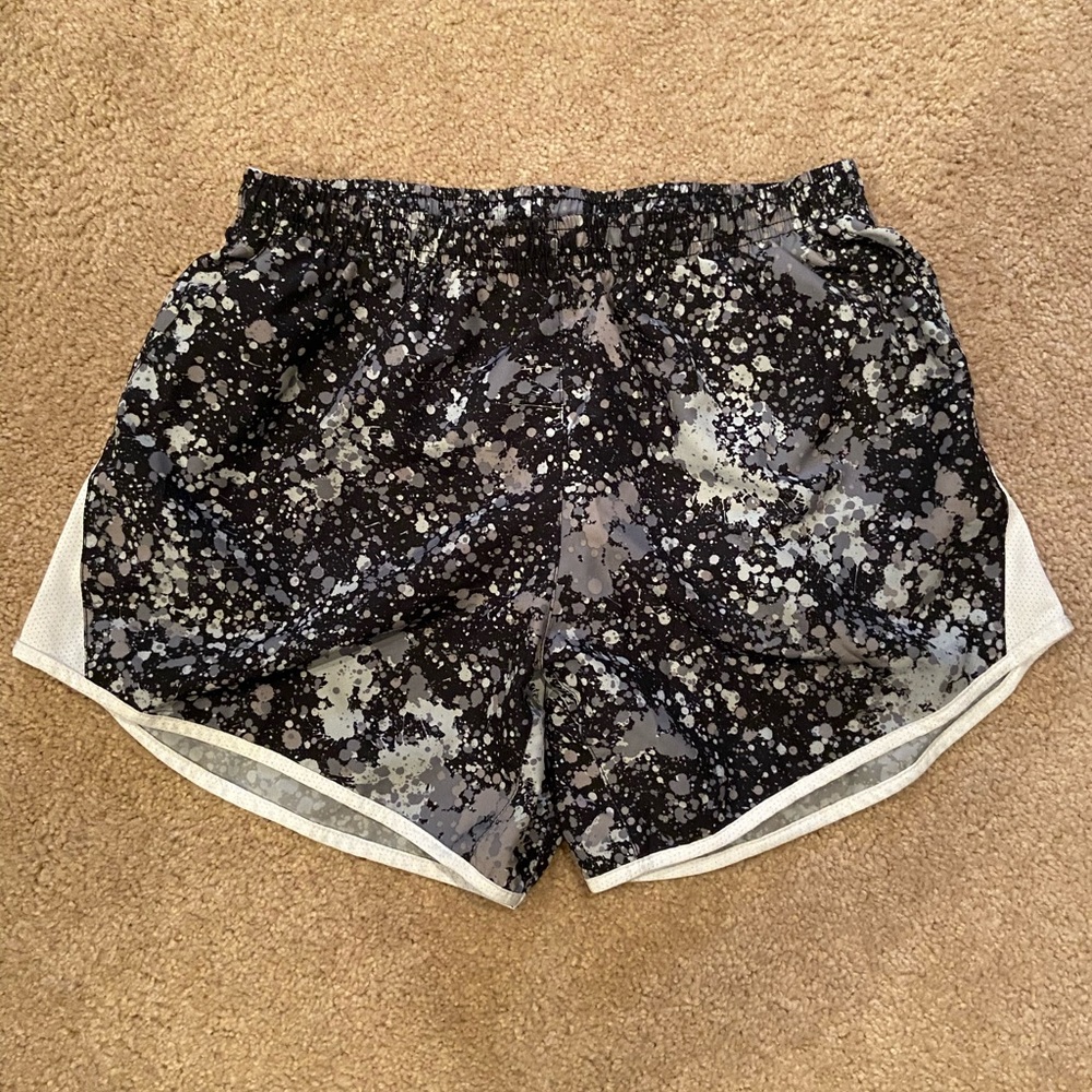 White and Black Nike Splatter Running Shorts
